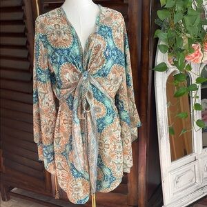 Colorful Paisley Kimono Dress Wrap Earthbound Medium Bohemian